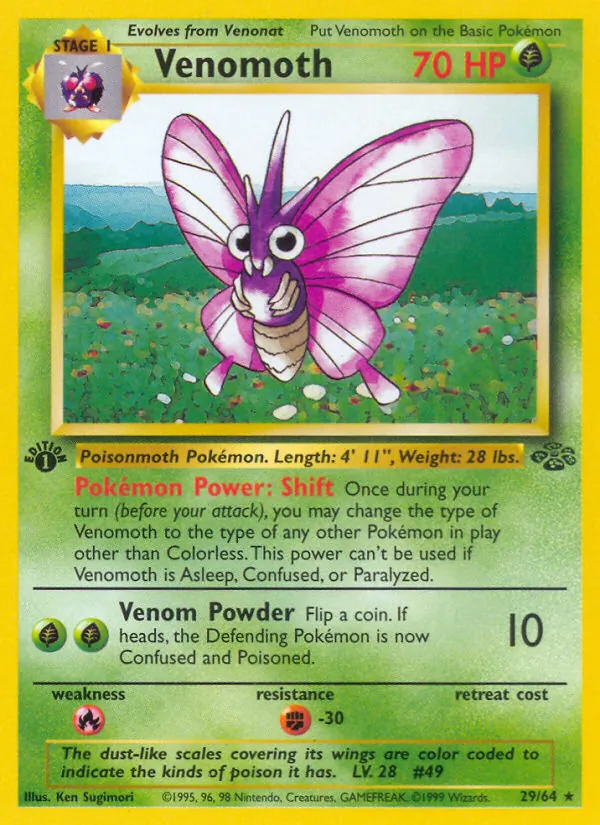 Venomoth — Jungle #29 (Pokémon TCG card)