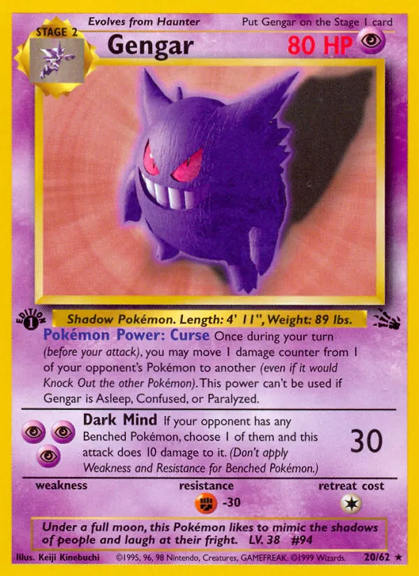 Gengar — Fossil #20 (Pokémon TCG card)