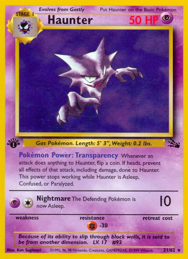 Haunter — Fossil #21 (Pokémon TCG card)