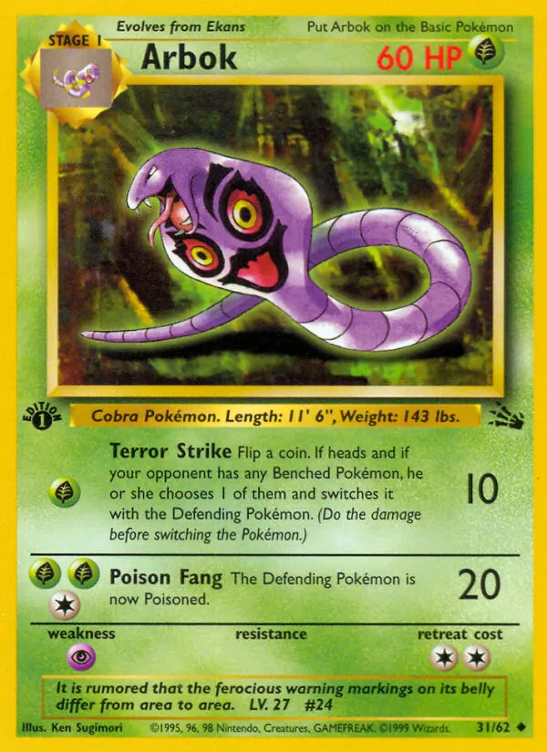 Arbok — Fossil #31 (Pokémon TCG card)