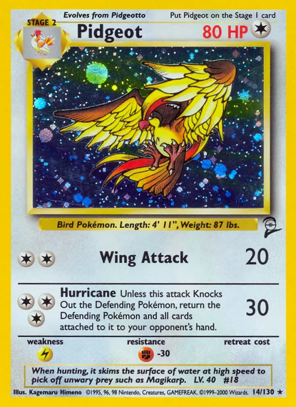 Pidgeot — Base Set 2 #14 (Pokémon TCG card)