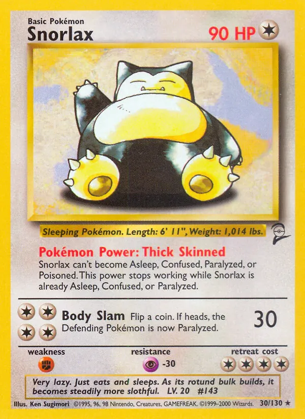 Snorlax — Base Set 2 #30 (Pokémon TCG card)