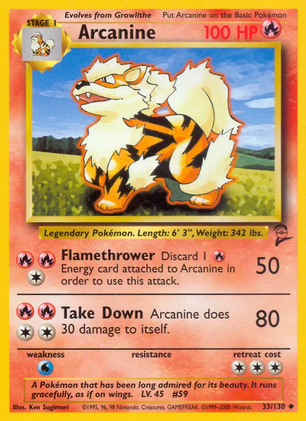 Arcanine — Base Set 2 #33 (Pokémon TCG card)