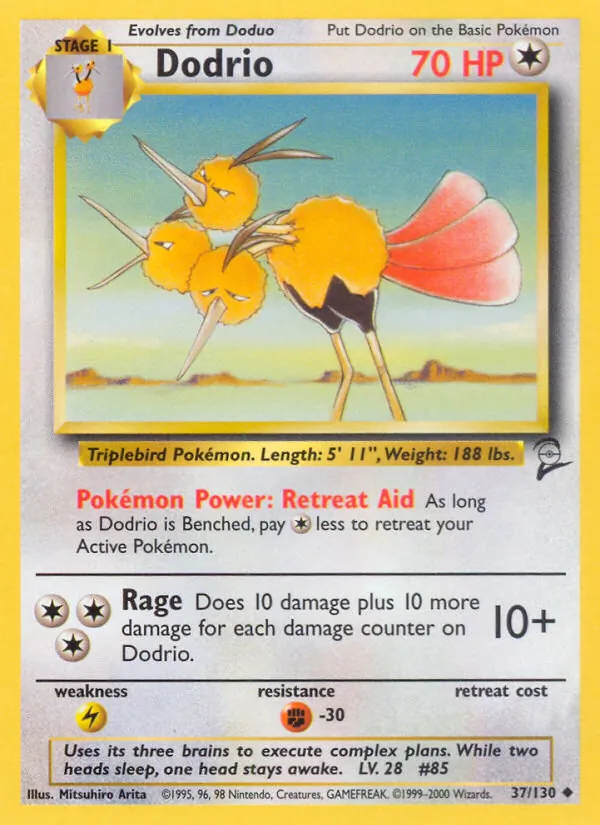 Dodrio — Base Set 2 #37 (Pokémon TCG card)