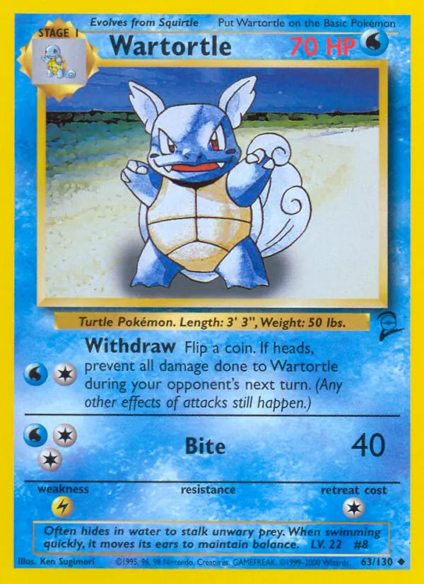 Wartortle — Base Set 2 #63 (Pokémon TCG card)