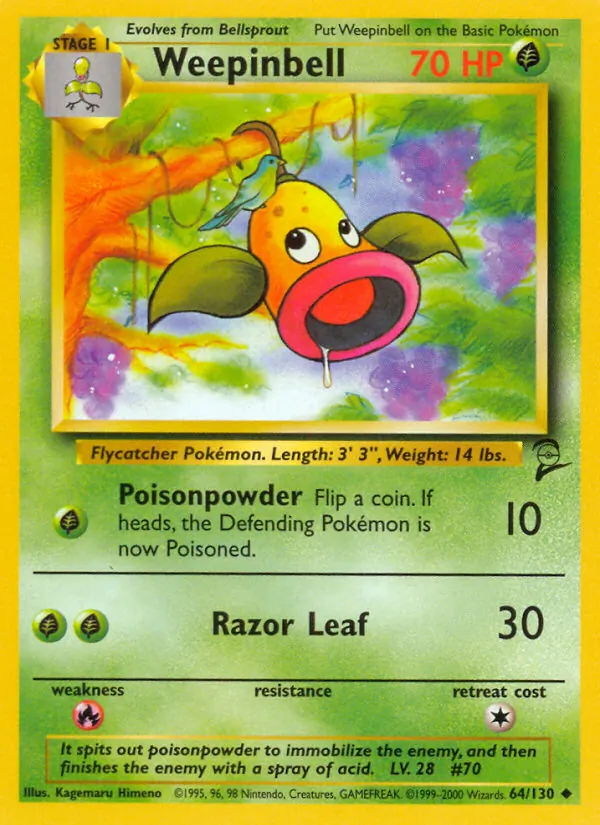 Weepinbell — Base Set 2 #64 (Pokémon TCG card)