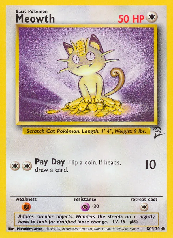 Meowth — Base Set 2 #80 (Pokémon TCG card)