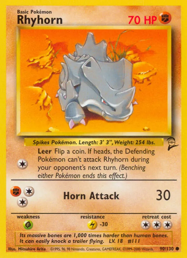 Rhyhorn — Base Set 2 #90 (Pokémon TCG card)