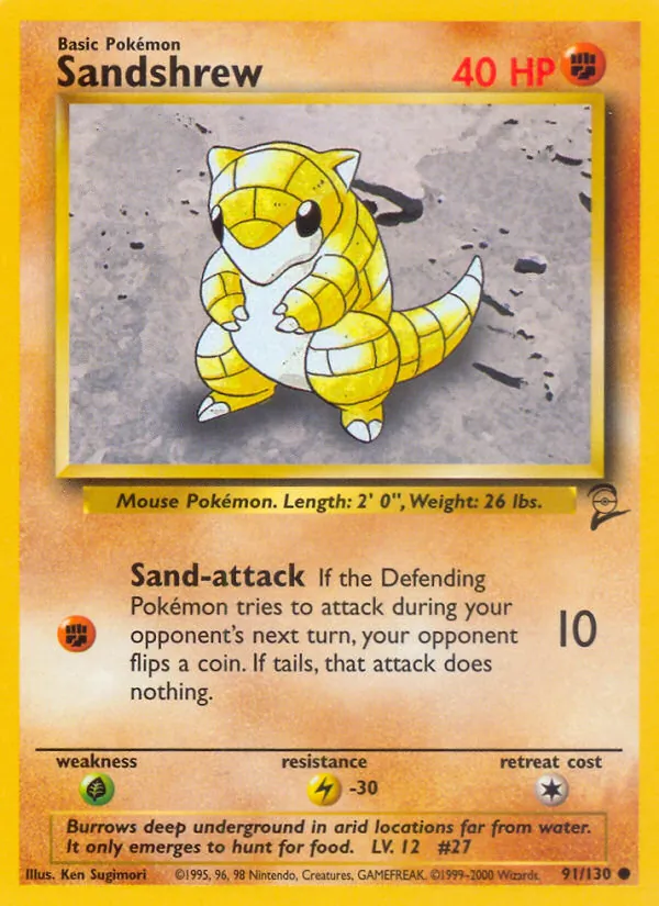 Sandshrew — Base Set 2 #91 (Pokémon TCG card)