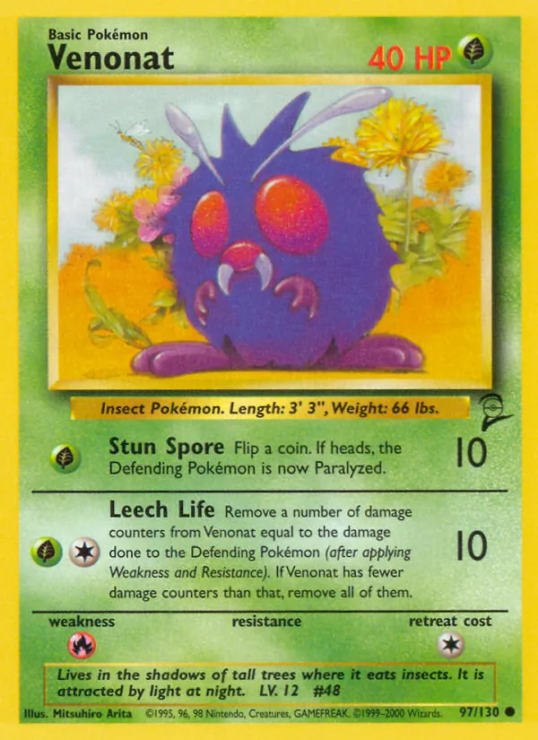 Venonat — Base Set 2 #97 (Pokémon TCG card)