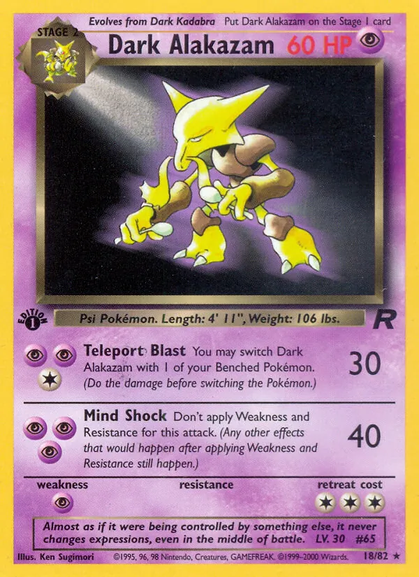 Dark Alakazam — Team Rocket #18 (Pokémon TCG card)