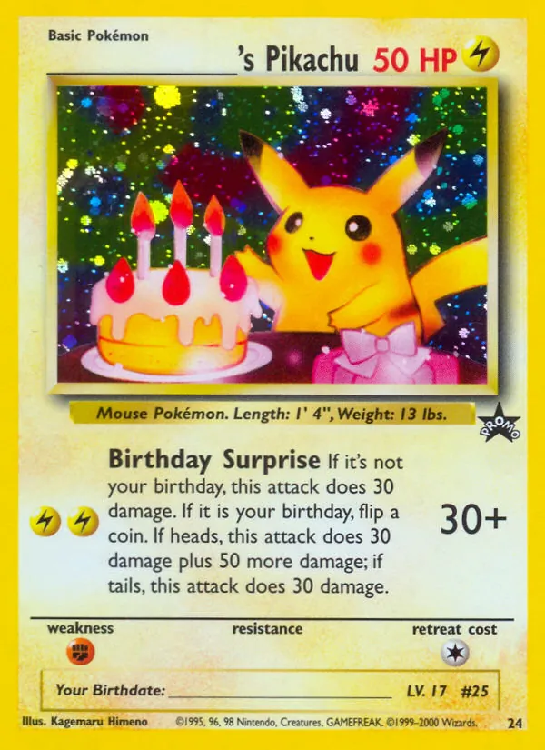 ___________'s Pikachu — Wizards Black Star Promos #24 (Pokémon TCG card)