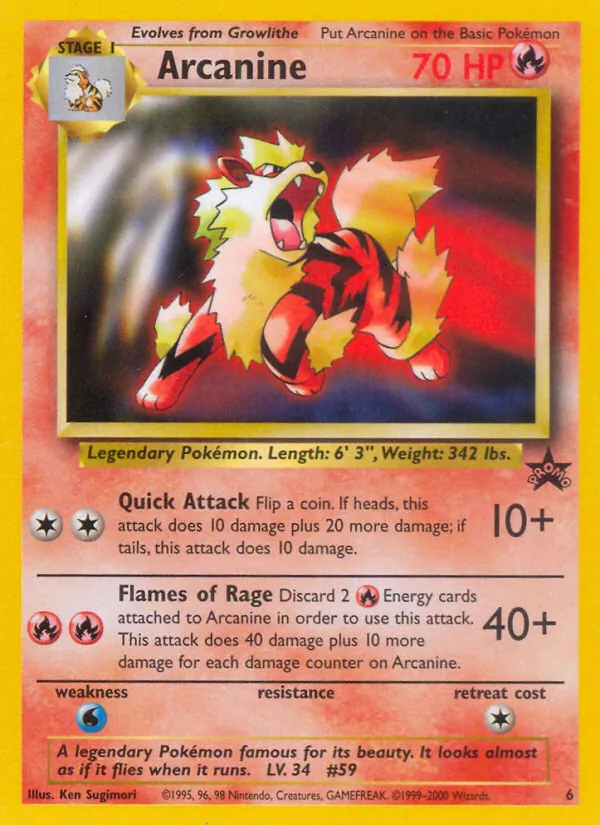 Arcanine — Wizards Black Star Promos #6 (Pokémon TCG card)