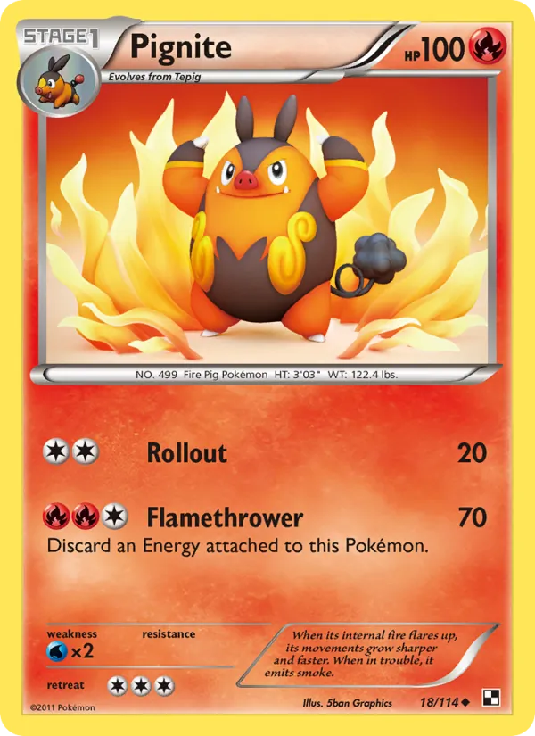 Pignite — Black & White #18 (Pokémon TCG card)