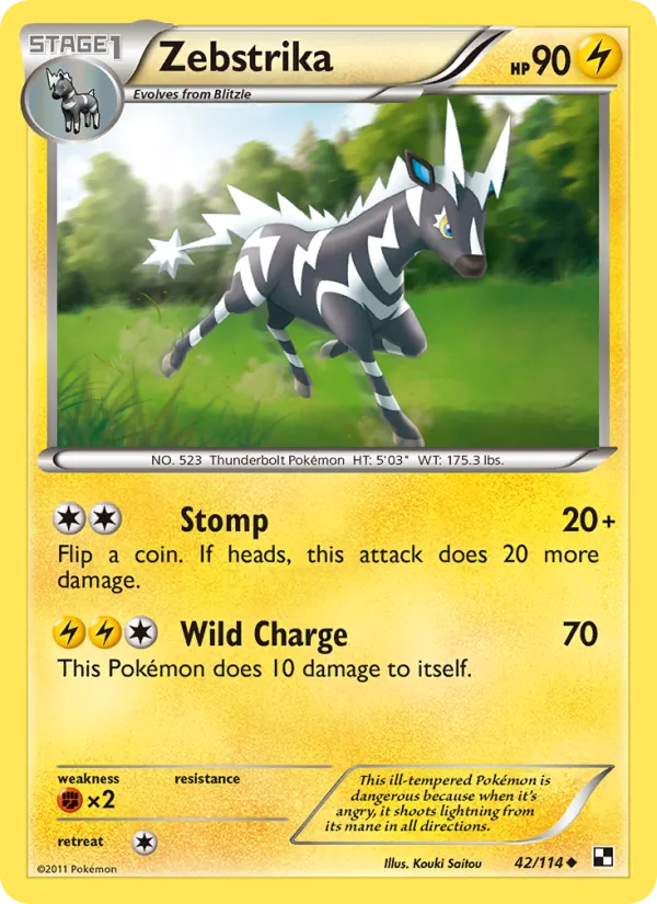 Zebstrika — Black & White #42 (Pokémon TCG card)