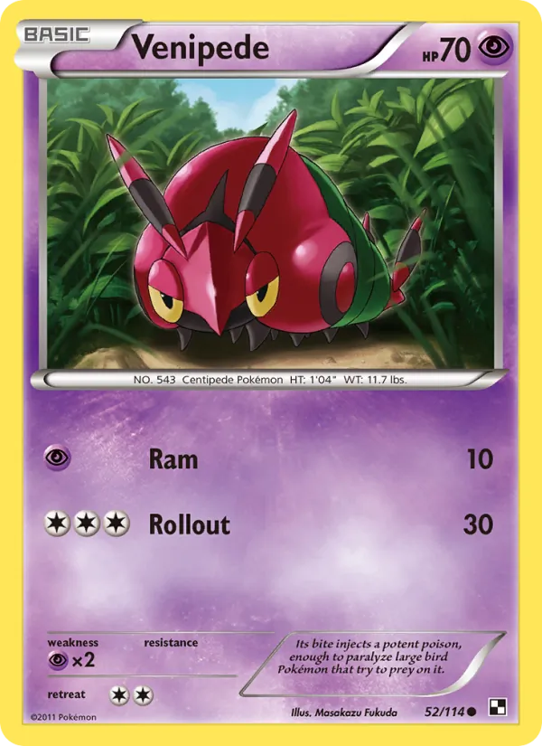 Venipede — Black & White #52 (Pokémon TCG card)