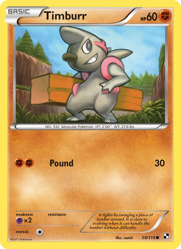 Timburr — Black & White #58 (Pokémon TCG card)