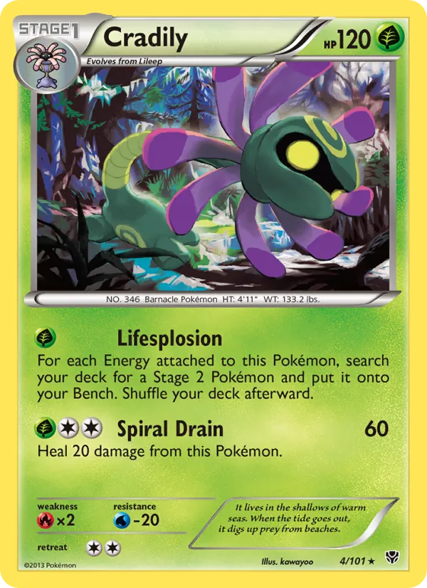Cradily — Plasma Blast #4 (Pokémon TCG card)