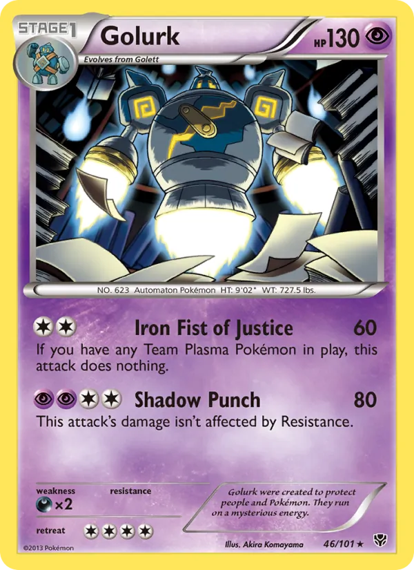 Golurk — Plasma Blast #46 (Pokémon TCG card)