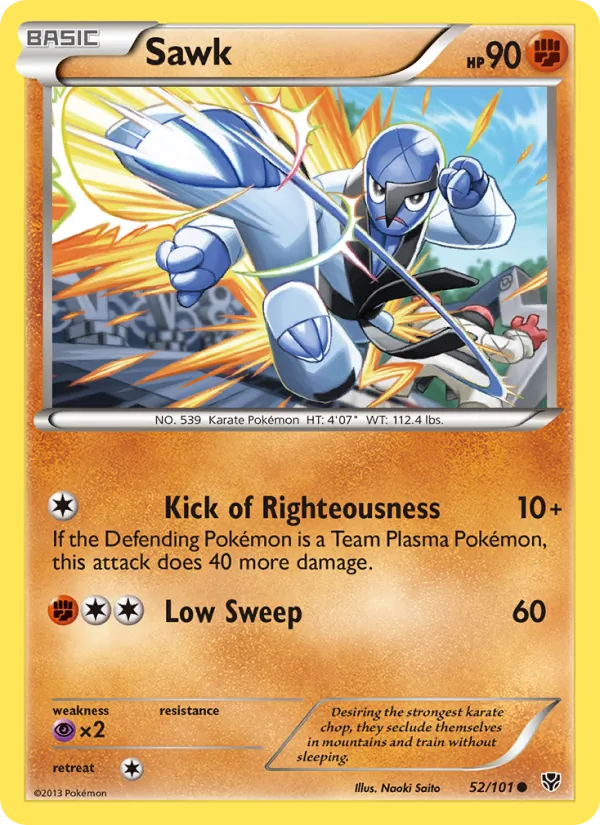 Sawk — Plasma Blast #52 (Pokémon TCG card)