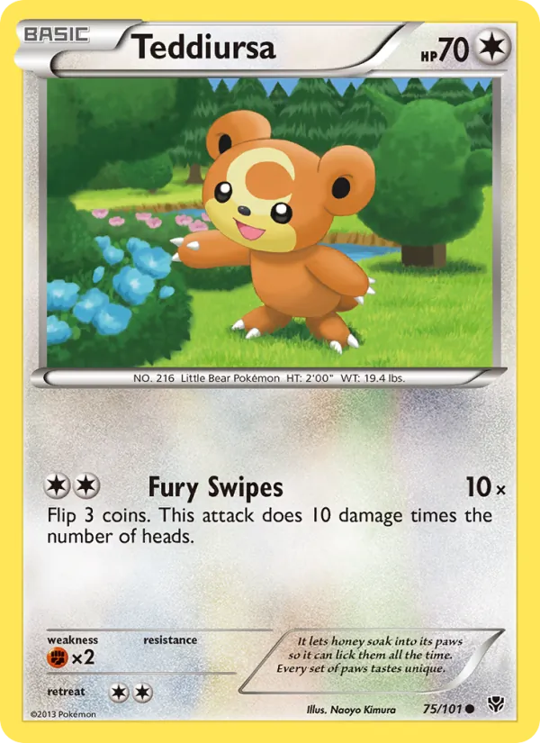 Teddiursa — Plasma Blast #75 (Pokémon TCG card)