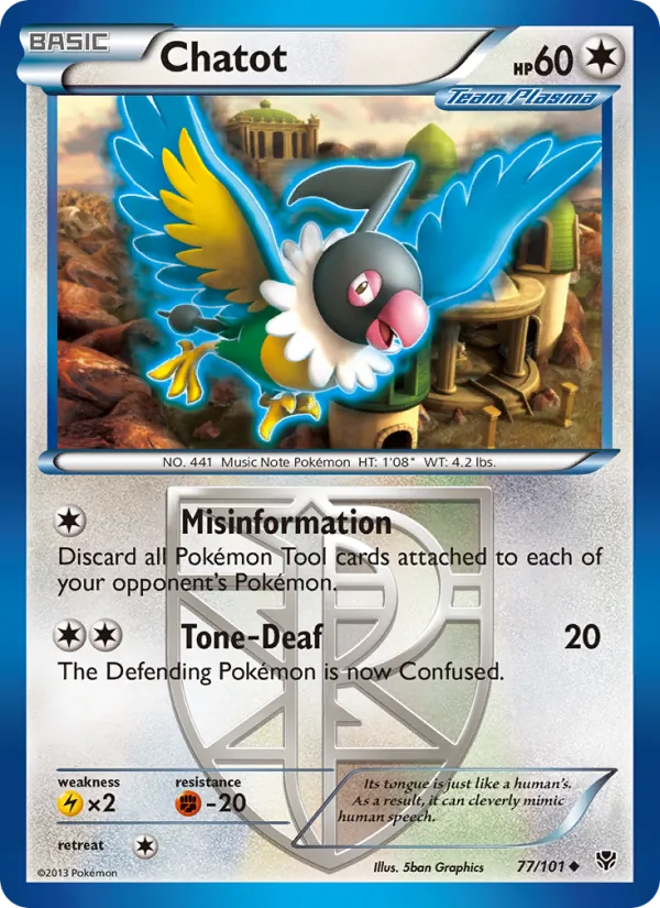 Chatot — Plasma Blast #77 (Pokémon TCG card)