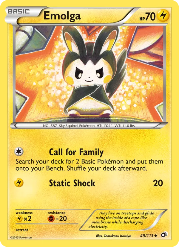 Emolga — Legendary Treasures #49 (Pokémon TCG card)