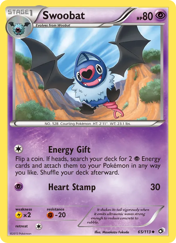 Swoobat — Legendary Treasures #65 (Pokémon TCG card)