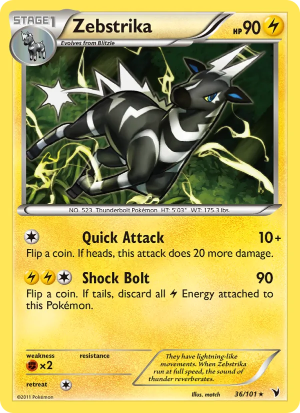 Zebstrika — Noble Victories #36 (Pokémon TCG card)
