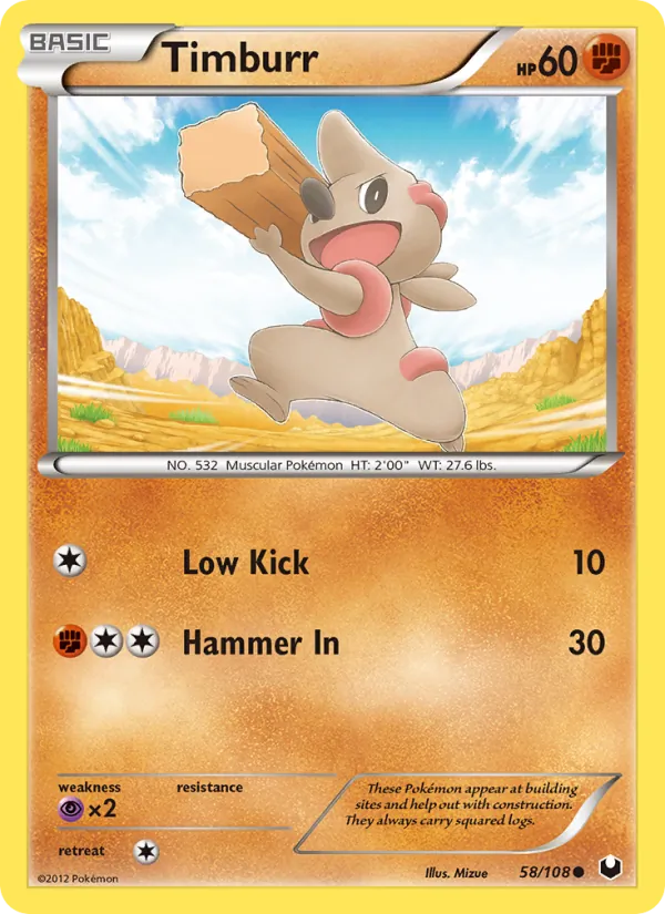 Timburr — Dark Explorers #58 (Pokémon TCG card)