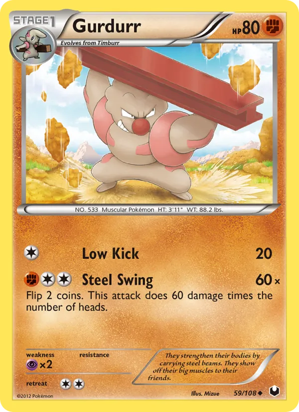 Gurdurr — Dark Explorers #59 (Pokémon TCG card)