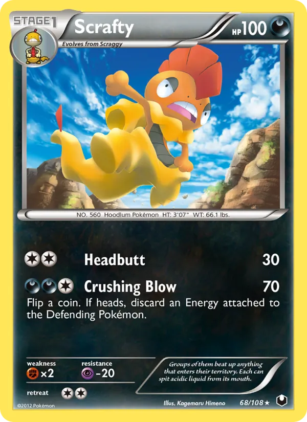 Scrafty — Dark Explorers #68 (Pokémon TCG card)