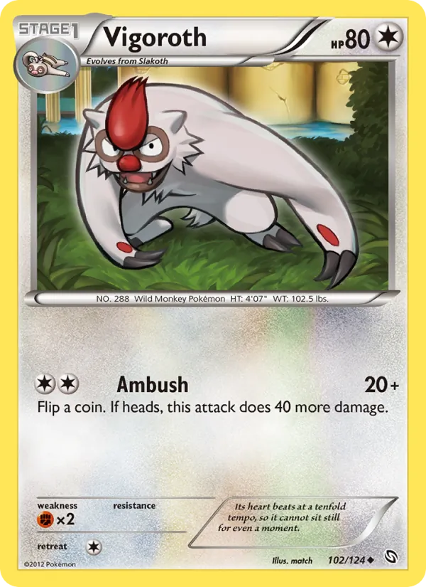 Vigoroth — Dragons Exalted #102 (Pokémon TCG card)