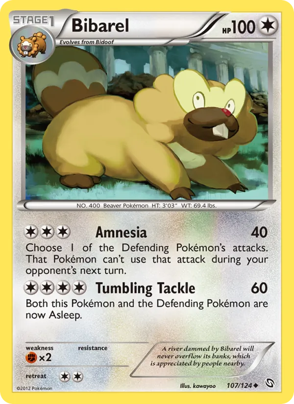 Bibarel — Dragons Exalted #107 (Pokémon TCG card)