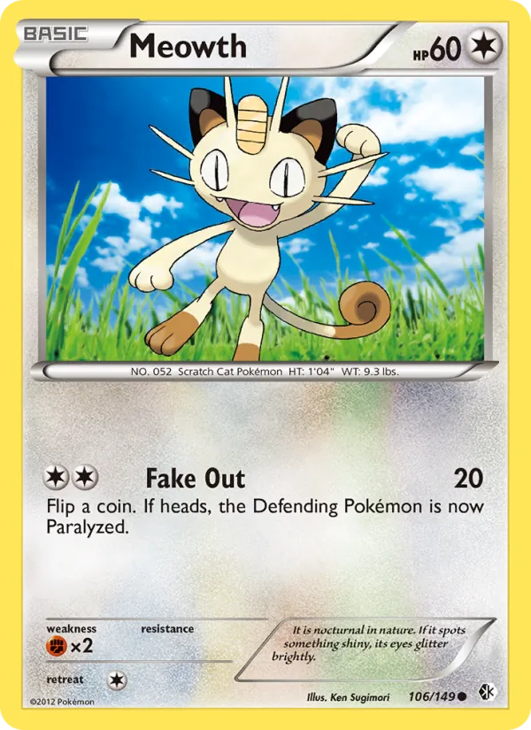 Meowth — Boundaries Crossed #106 (Pokémon TCG card)