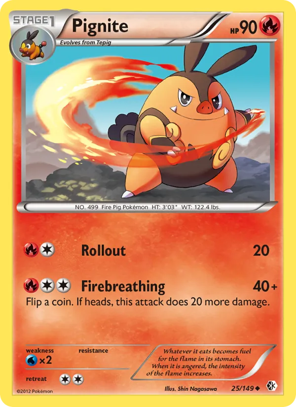 Pignite — Boundaries Crossed #25 (Pokémon TCG card)