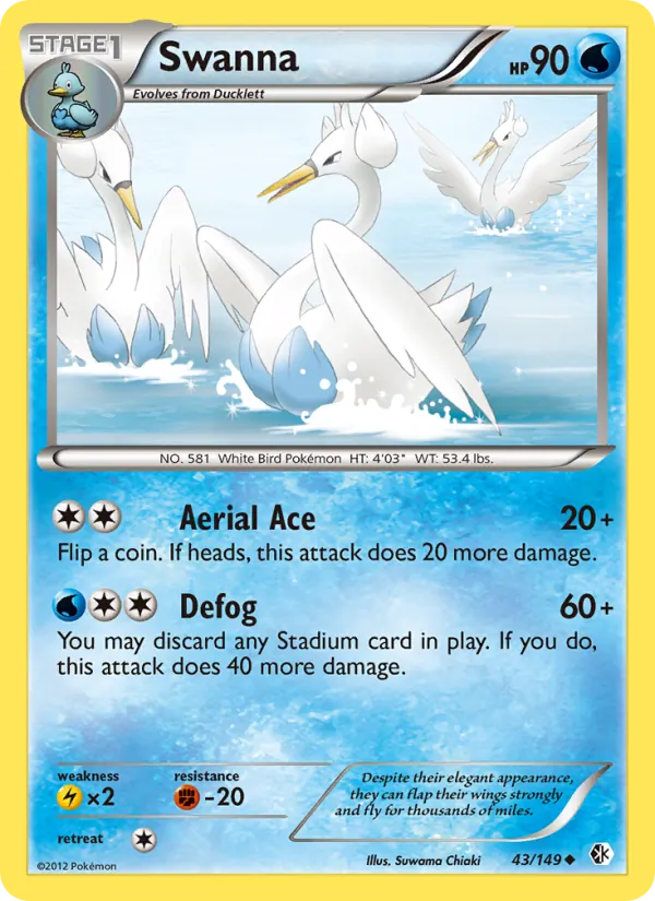 Swanna — Boundaries Crossed #43 (Pokémon TCG card)