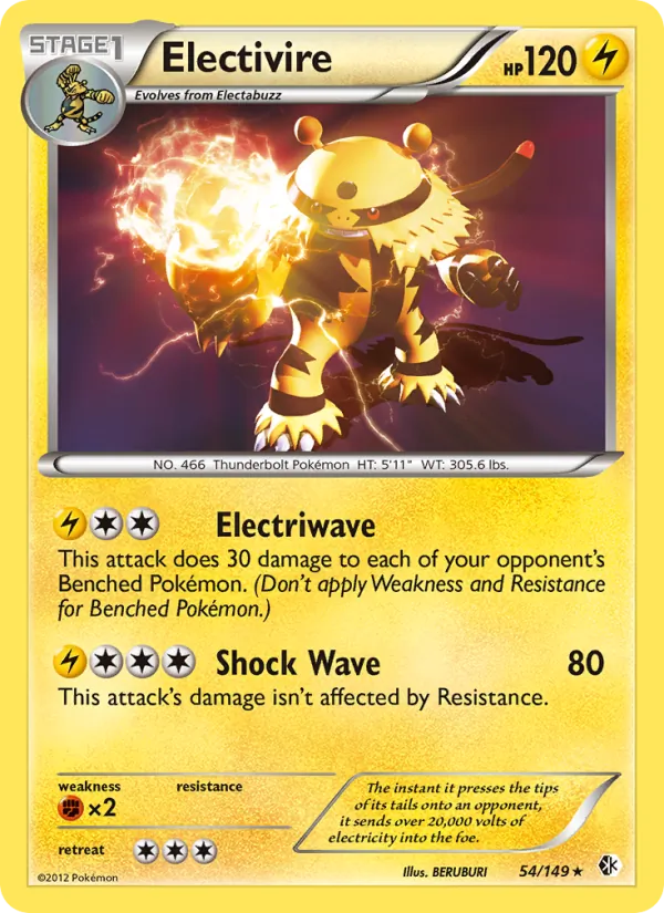 Electivire — Boundaries Crossed #54 (Pokémon TCG card)