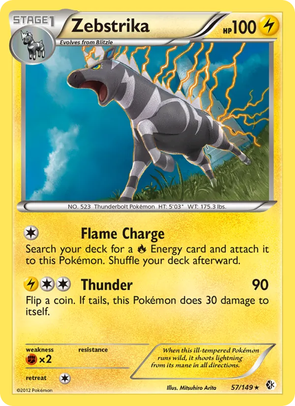Zebstrika — Boundaries Crossed #57 (Pokémon TCG card)