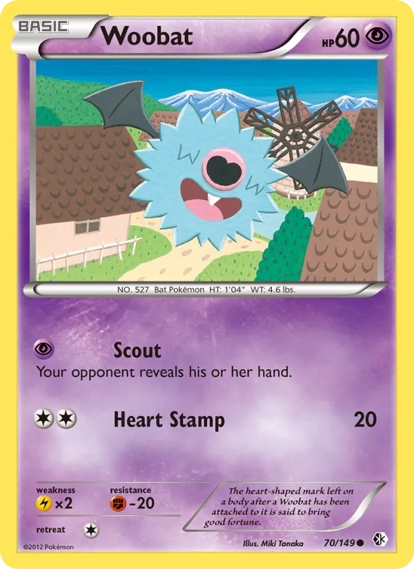 Woobat — Boundaries Crossed #70 (Pokémon TCG card)