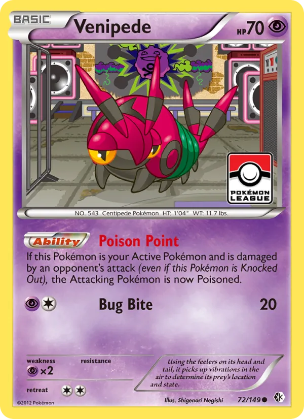 Venipede — Boundaries Crossed #72 (Pokémon TCG card)