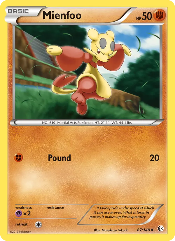 Mienfoo — Boundaries Crossed #87 (Pokémon TCG card)