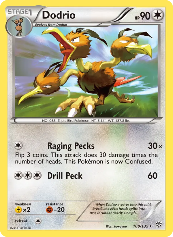 Dodrio — Plasma Storm #100 (Pokémon TCG card)
