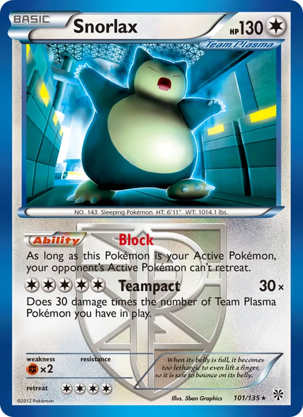 Snorlax — Plasma Storm #101 (Pokémon TCG card)