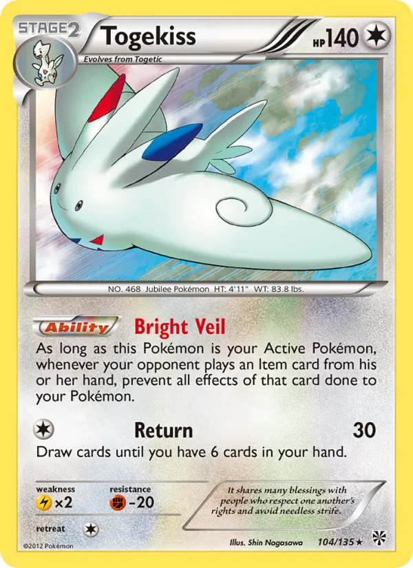 Togekiss — Plasma Storm #104 (Pokémon TCG card)