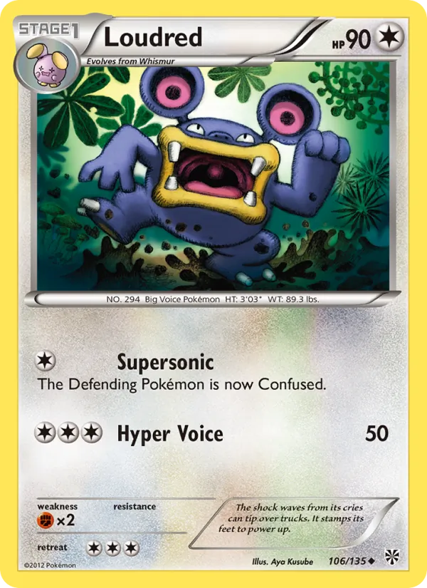 Loudred — Plasma Storm #106 (Pokémon TCG card)