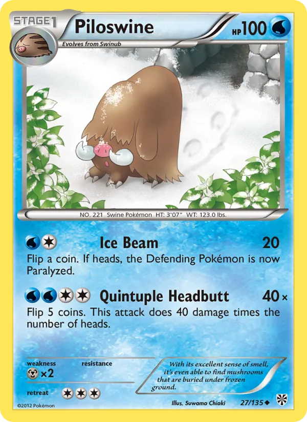 Piloswine — Plasma Storm #27 (Pokémon TCG card)