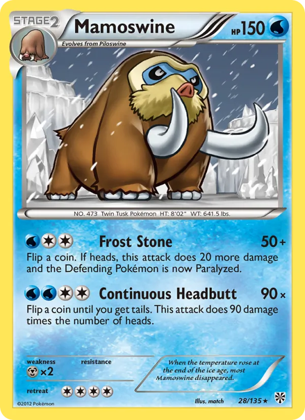 Mamoswine — Plasma Storm #28 (Pokémon TCG card)