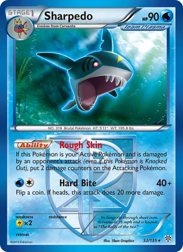 Sharpedo — Plasma Storm #33 (Pokémon TCG card)