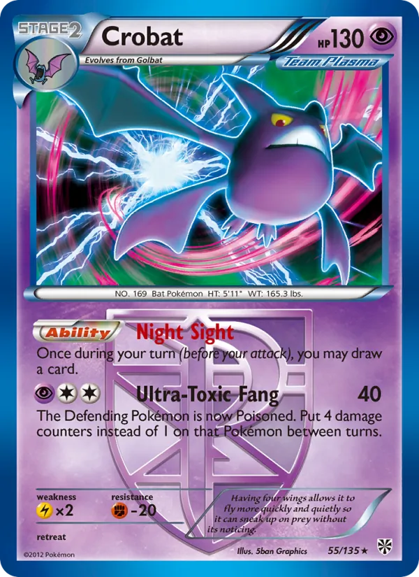 Crobat — Plasma Storm #55 (Pokémon TCG card)